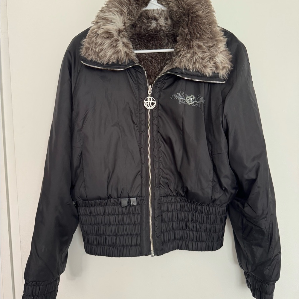 Rocawear vitange Black Bomber Jacket  size L